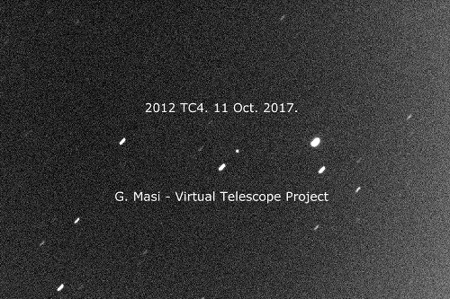 Animation showing 2012 TC4 while moving across the stars. CLICK on the animation to get the full res animation