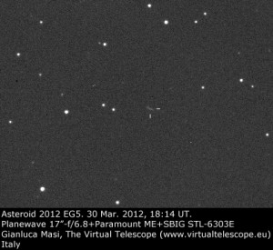 Asteroid 2012 EG5 imaged on 30 Mar 2012