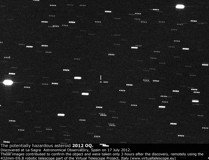 The potentially hazardous asteroid 200OQ, observed in Aug 2012