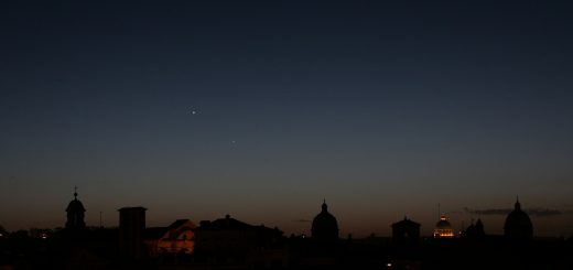 Venus and Mercury above S. Peter Dome, Rome