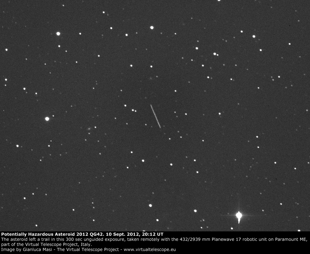 Asteroid 2012 QG42 getting closer - 10 Sept. 2012 - The Virtual Telescope Project 2.01070 x 875