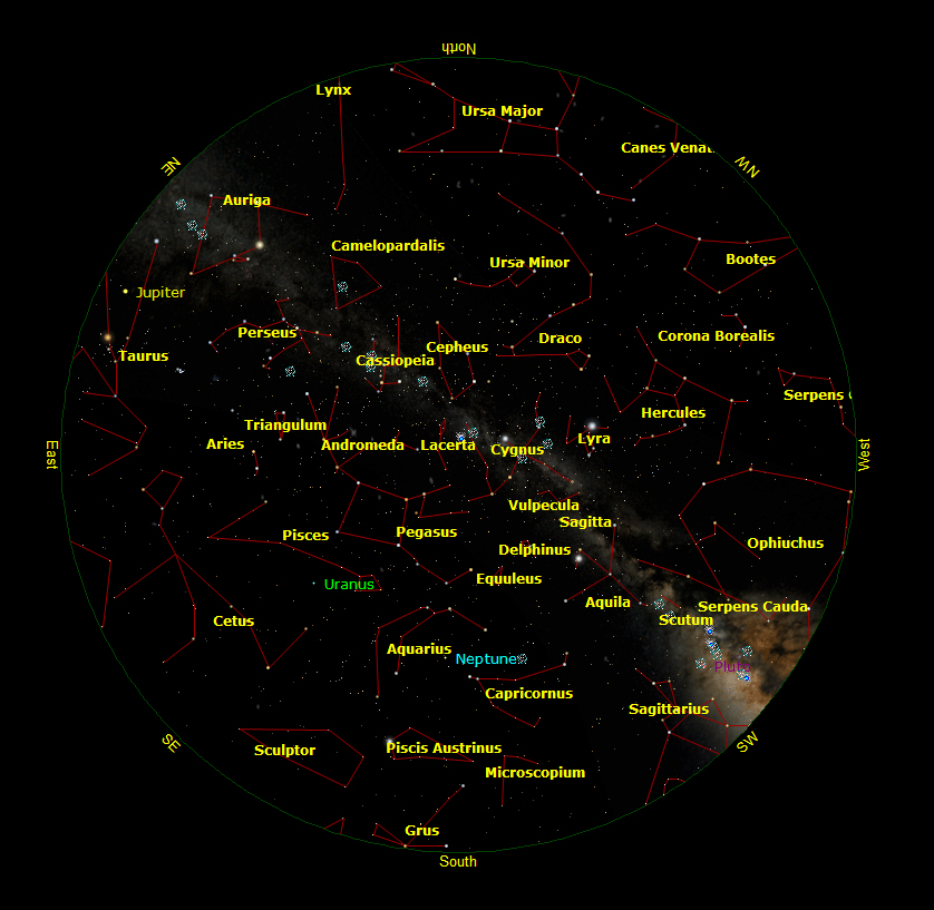 The sky on 15 Oct. 2012, 19:30UT, at lat +41 deg