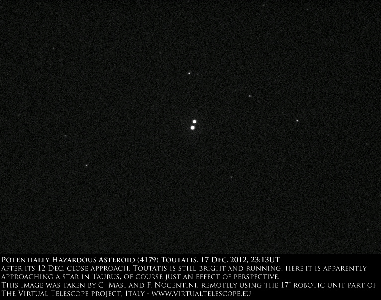 The Potentially Hazardous Asteroid (4179) Toutatis, imaged at the Virtual Telescope 