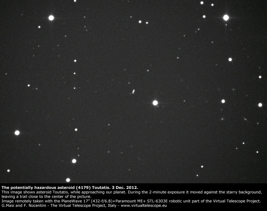 Potentially Hazardous Asteroid (4179) Toutatis, imaged at the Virtual Telescope