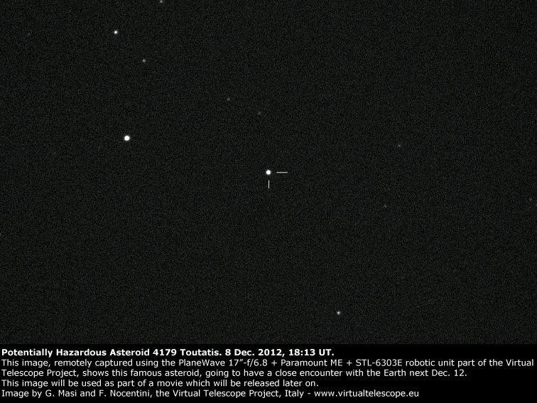 The potentially Hazardous Asteroid (4179) Toutatis, imaged at the Virtual Telescope