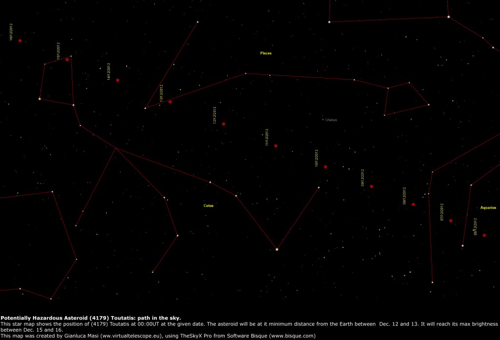 Asteroid (4179) Toutatis: finding chart