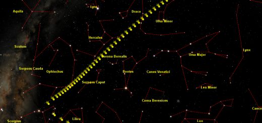 Comet C/2012 S1 (Ison): path across the stars