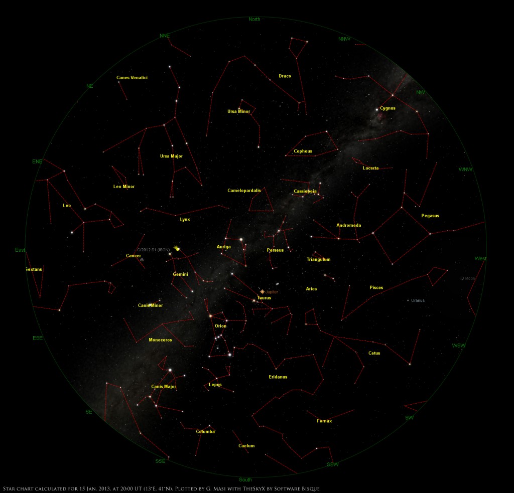Star Chart: 15 Jan. 2013, 20:00 UT for (13°E,41°n)