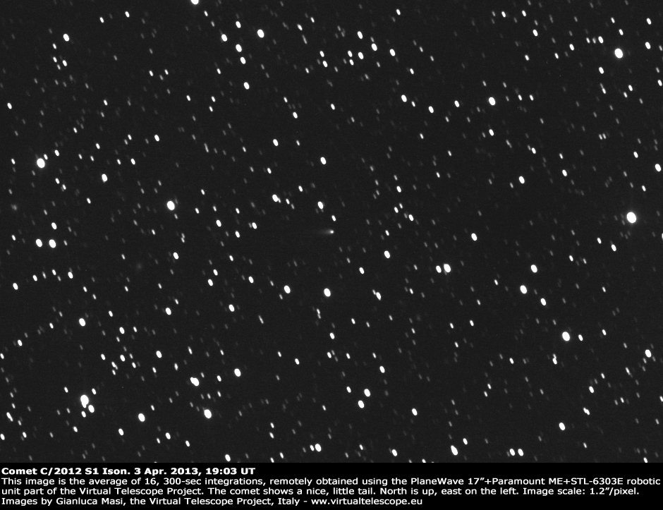 Comet C/2012 S1 Ison 3 Apr. 2013 image The Virtual Telescope Project 2.0