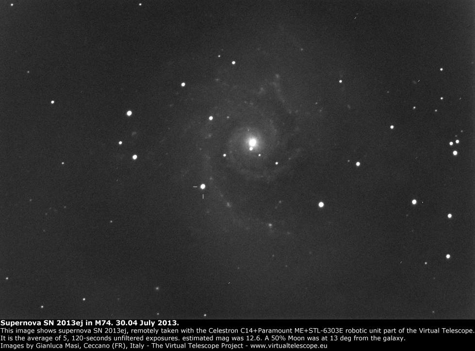 Supernova SN 2013ej in M74: 30 July 2013