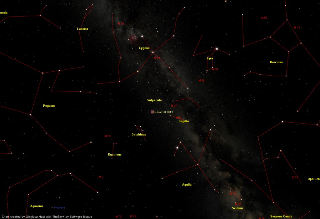 Nova Del 2013: wide field star chart