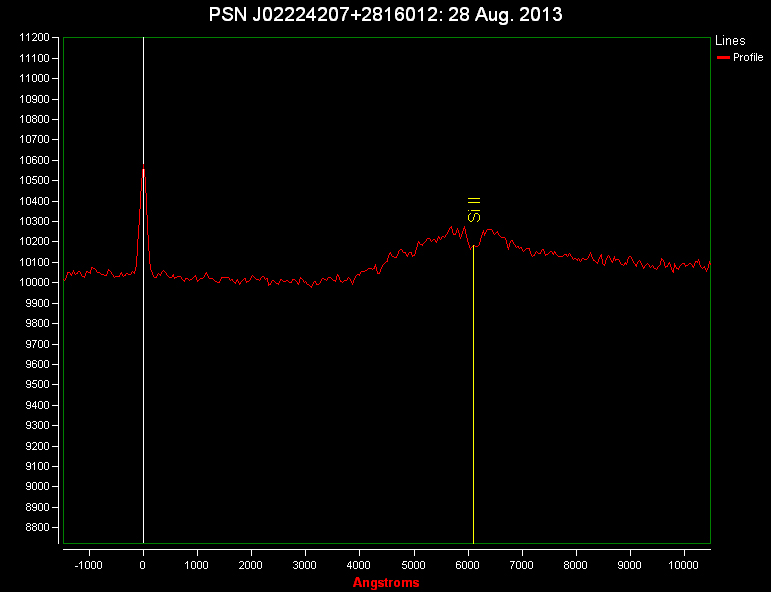 PSN J02224207+2816012 in IC 221: spectrum (28 Aug. 2013)