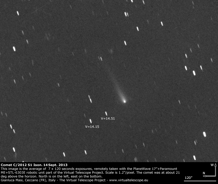 Comet C/2012 S1 Ison with magitudes: 14 Sept. 2013