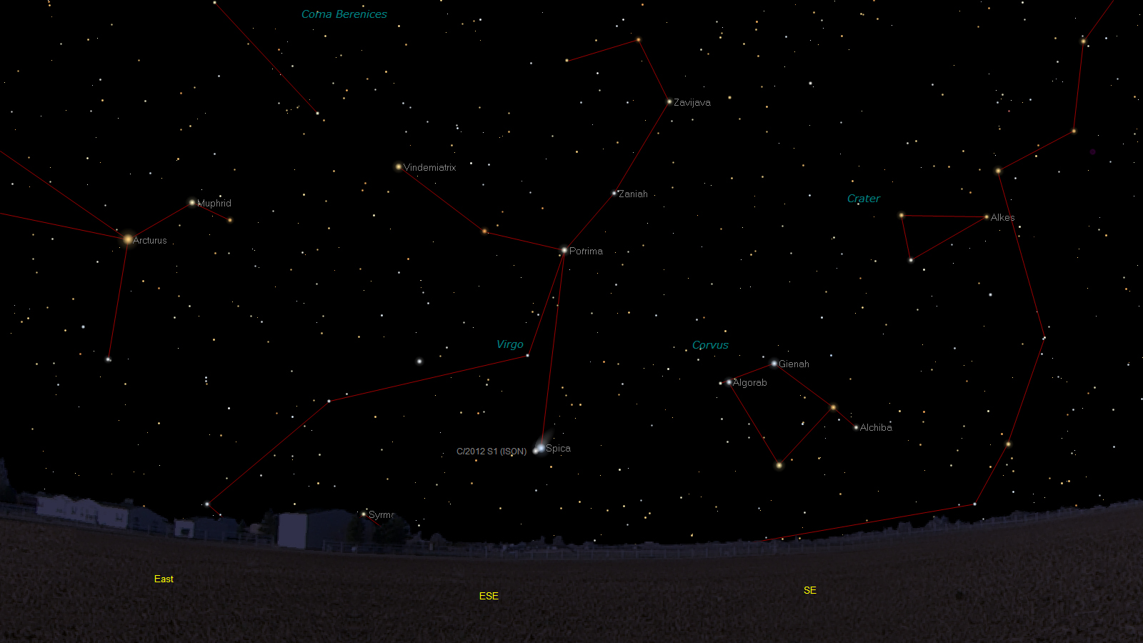 C/2012 S1 Ison meets Spica, Alpha Virginis: 18 Nov. 2013 - The Virtual Telescope ...1600 x 900