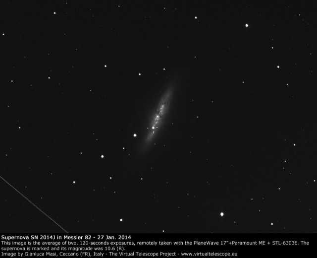 Supernova SN 2014J in M82: 27 Jan. 2014