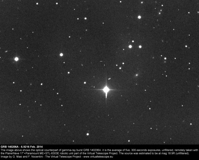 GRB140206A, optical counterpart: 6 Feb. 2014