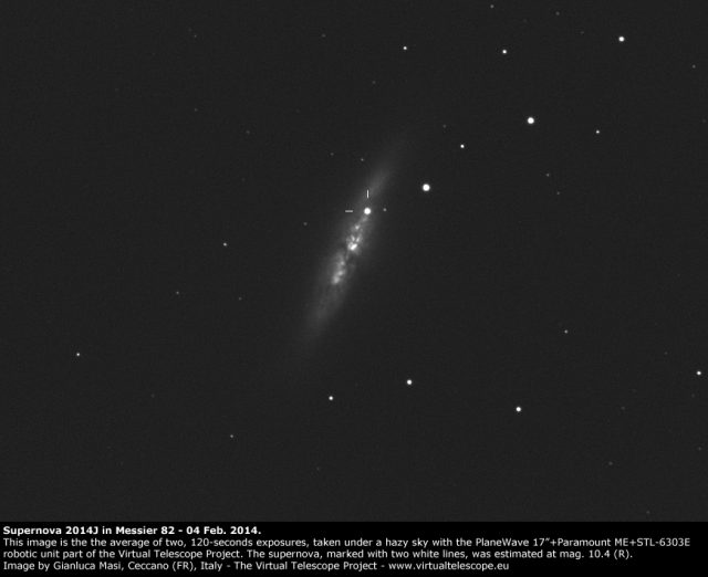 Supernova SN 2014J in M82: 04 Feb. 2014