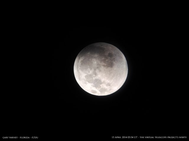 The Moon is here kissed by the Earth's Penumbra, the eclipse started Image by Gary Varney, shared live via The Virtual Telescope Project