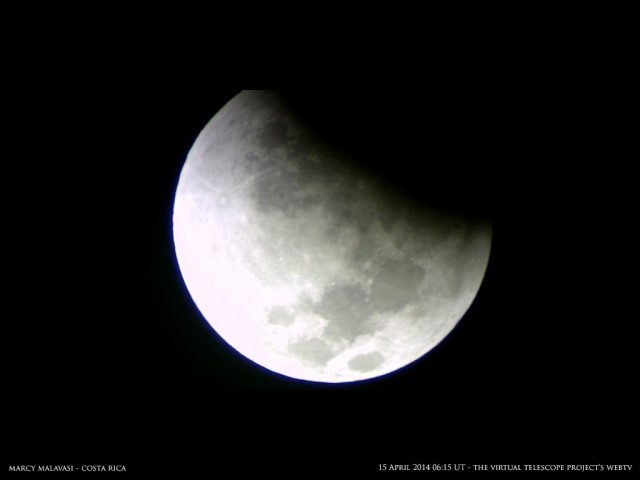 The Earth's umbra is minute after minute conquering the Moon.Image by Marcy Malavasi, shared live via The Virtual Telescope Project