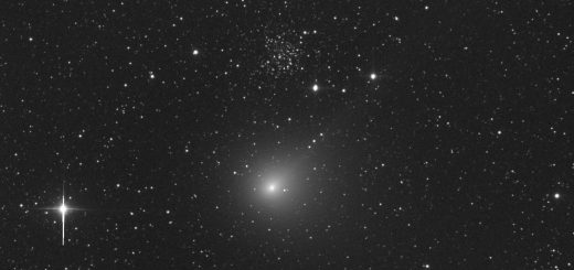 Comet C/2014 E2 Jacques and the open cluster NGC 609: 22 Aug. 2014