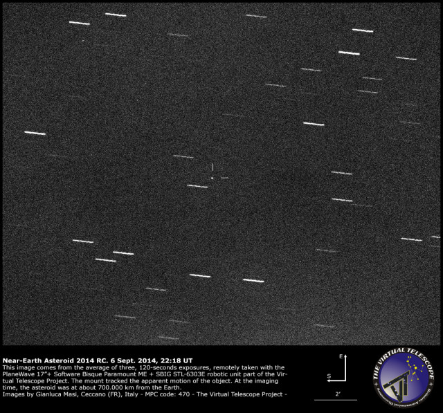 Near-Earth Asteroid 2014 RC: 6 Sept. 2014