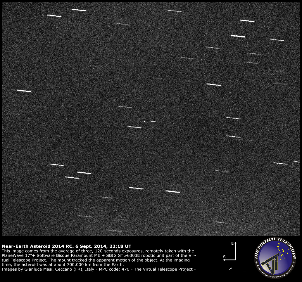 Near-Earth Asteroid 2014 RC very close encounter: an image and podcast - The Virtual ...