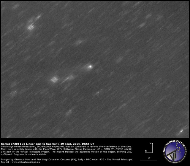 Comet C/2011 J2 Linear with its fragment: 29 Sept. 2014