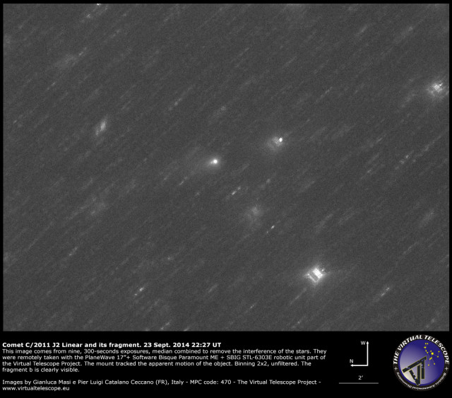Comet C/2011 J2 Linear with its fragment: 24 Sept. 2014