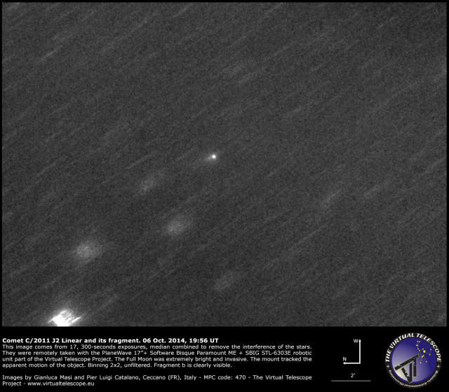 Comet C/2011 J2 Linear with its fragment: 06 Oct. 2014