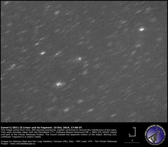 Comet C/2011 J2 Linear with its fragment: 15 Oct. 2014
