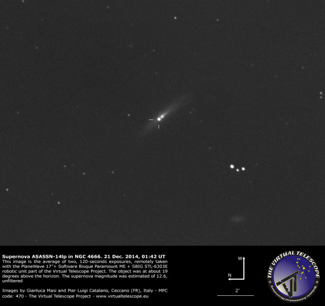 Supernova ASASSN-14lp in NGC 4666: 21 Dec. 2014