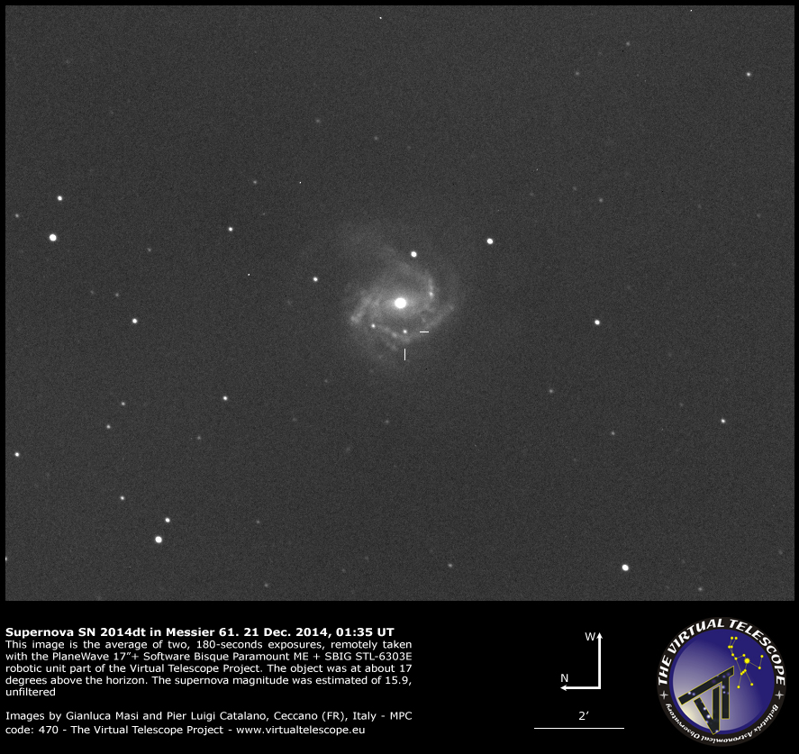 Supernova SN 2014dt in Messier 61: 21 Dec. 2014