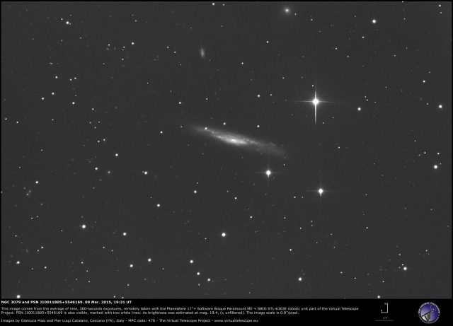 NGC 3079 and PSN J10011805+5546169: 09 Mar. 2015
