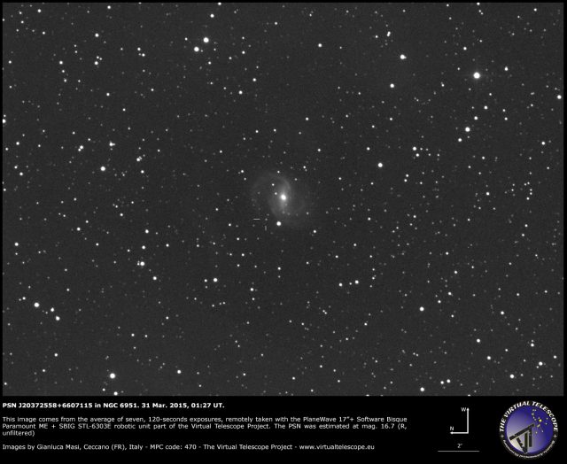 PSN J20372558+6607115 in NGC 6951. 31 Mar. 2015