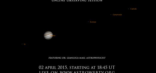 "Shadows around Jupiter: Callisto eclipses Ganymede": poster of the event (2 Apr. 2015)
