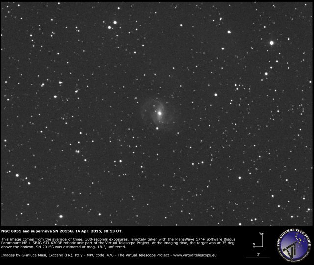 Supernova SN 2015G in NGC 6951. 14 Apr. 2015