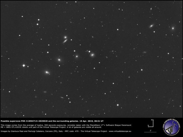 PSN J12054713+2025026 and a plethora of galaxies all around: 15 Apr. 2015 