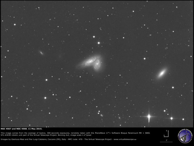 NGC 4567, NGC 4568 and NGC 4564: an image (10 May 2015)