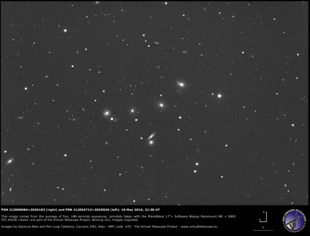 PSN J12060084+2036183 and PSN J12054713+2025026: an image (10 May 2015)