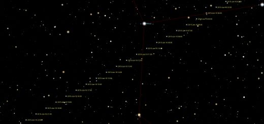 Potenially Hazardous Asteroid (1566) Icarus: geocenric star chart