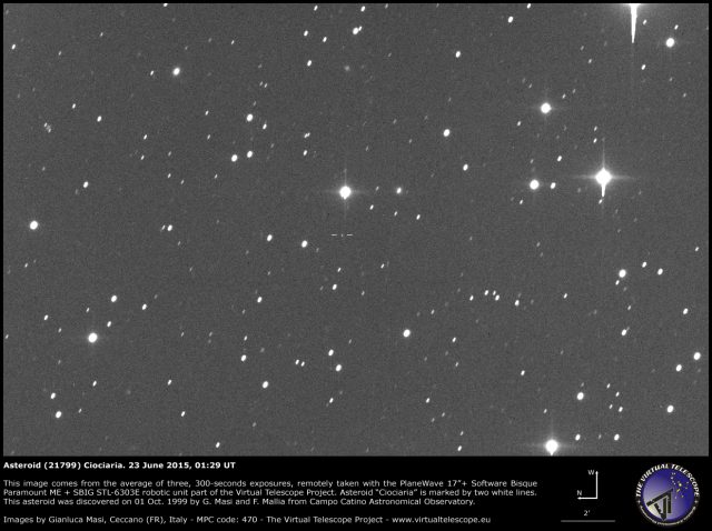Asteroid (21799) Ciociaria: an image (23 June 2015)