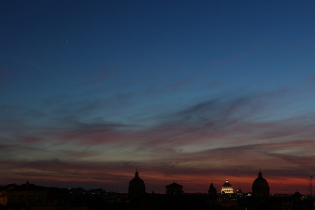 Venus and Jupiter were two gems hanging above the celebrated skyline of Rome: 29 June 2015