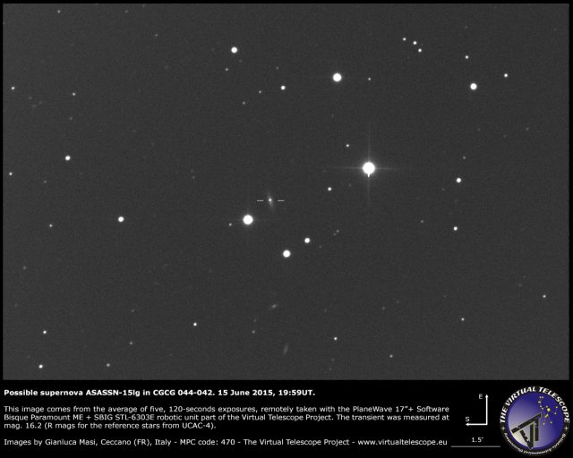 Possible supernova ASASSN-15lg in CGCG 044-042: an image (15 June 2015)