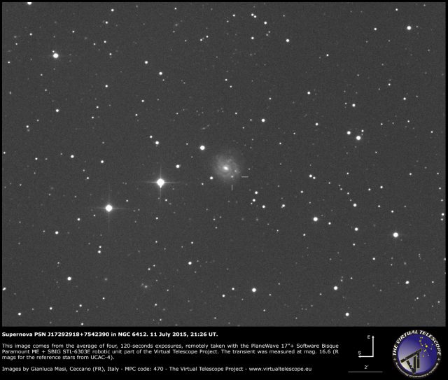 Supernova PSN J17292918+7542390 in NGC 6412: 11 July 2015
