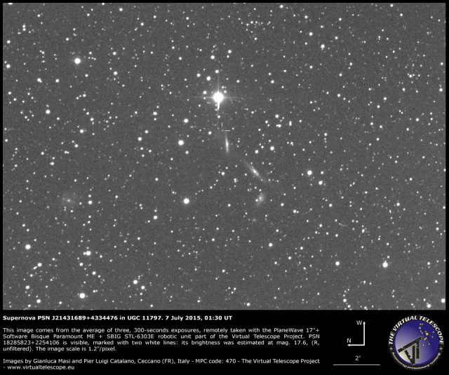Supernova PSN J21431689+4334476 in UGC 11797: 7 July 2015