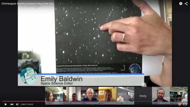 Emily Baldwin (ESA) showing  our world first image after perihelion.