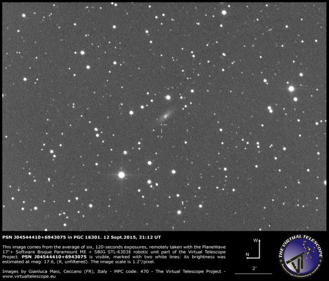 PSN J04544410+6943075 in PGC 16301: 12 Sept. 2015