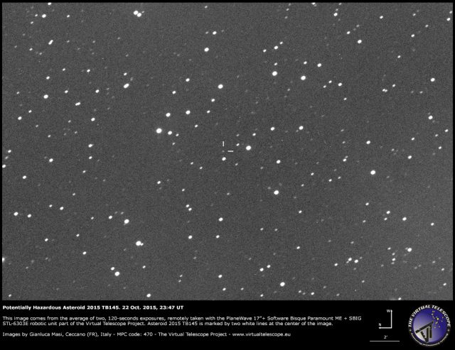 Potentially Hazardous Asteroid 2015 TB145: 22 Oct. 2015