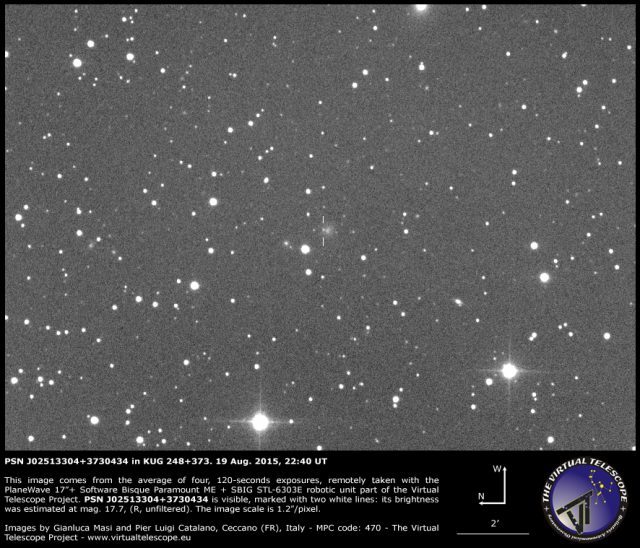 Supernova PSN J02513304+3730434 in KUG 248+373: 19 Aug. 2015