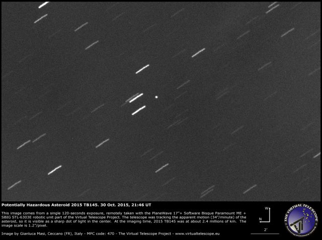 Potentially Hazardous Asteroid 2015 TB145: an image (30 Oct. 2015)
